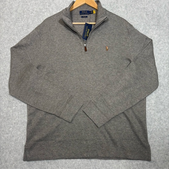 Polo Ralph Lauren Estate-Rib Quarter-Zip Pullover-Gray-Men Size Large - Picture 2 of 6